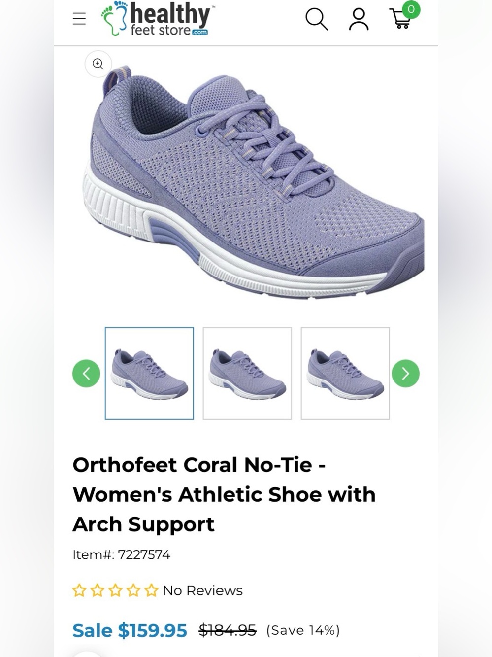 OrthoFeet Coral Women's Athletic Shoe in Lavender 7.5W